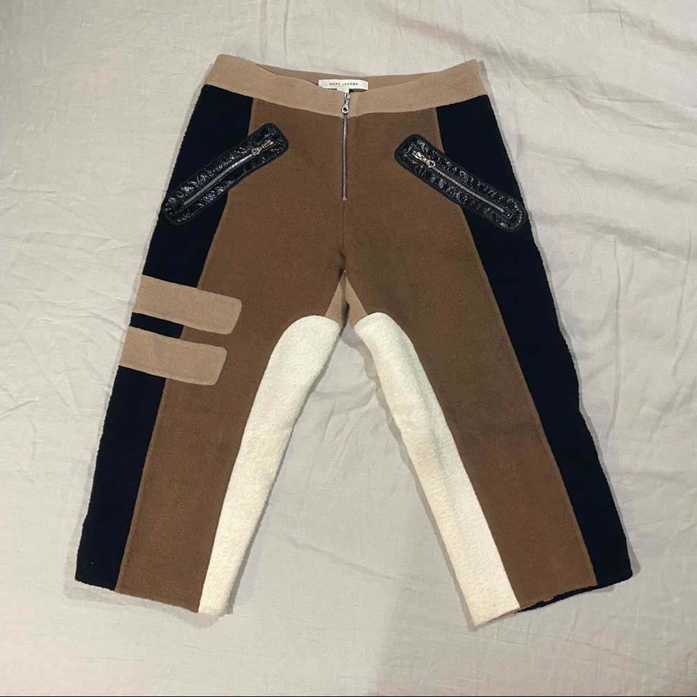 FW14 COLLECTION RUNWAY WOOL COLOR BLOCKED CROPPED TROUSER